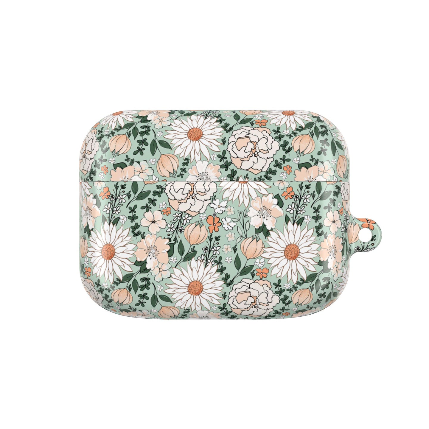 Floral AirPod Cases, Green and White Flower Pattern Protective Cover, AirPods Accessories, Floral Tech Gift, AirPods Case for Women, Cute